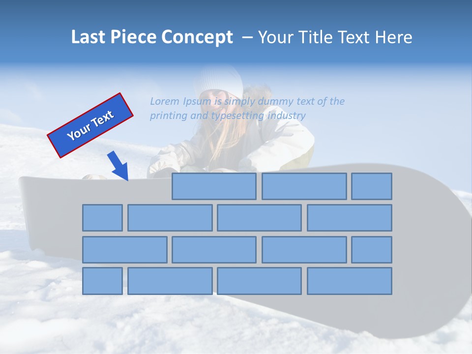 Girl With Snowboard Sit On Snow PowerPoint Template