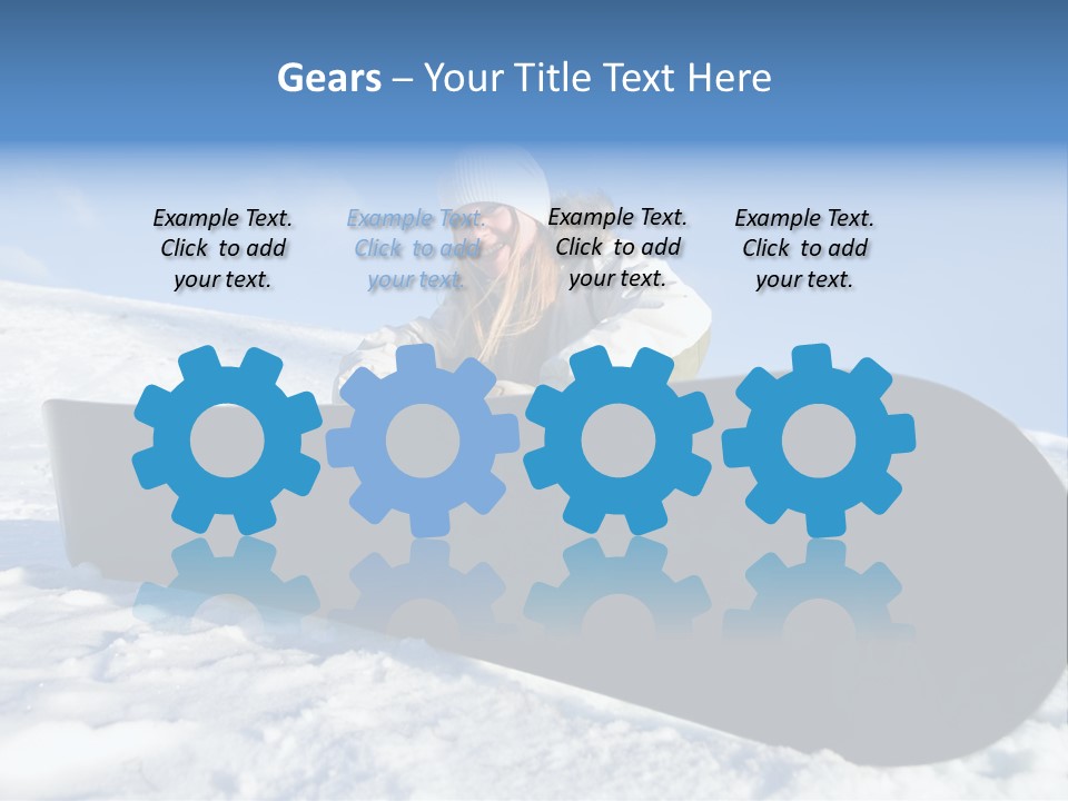 Girl With Snowboard Sit On Snow PowerPoint Template