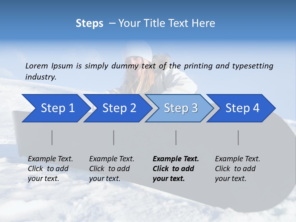 Girl With Snowboard Sit On Snow PowerPoint Template