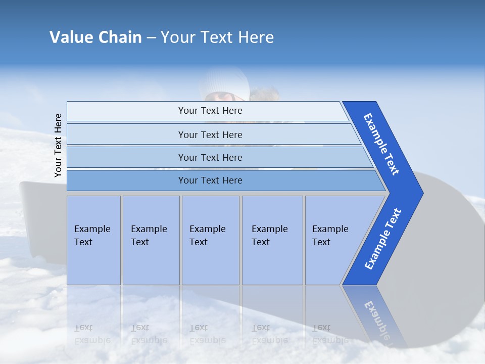 Girl With Snowboard Sit On Snow PowerPoint Template