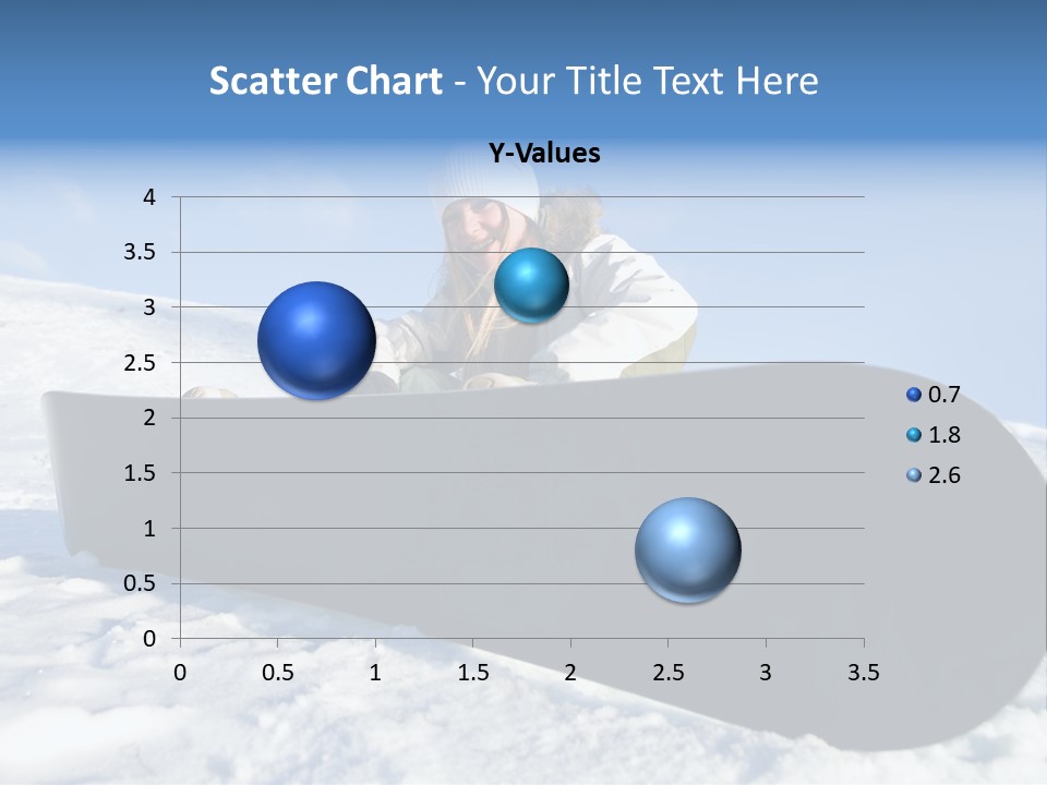 Girl With Snowboard Sit On Snow PowerPoint Template