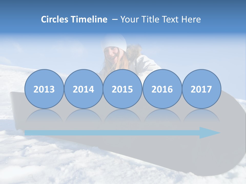 Girl With Snowboard Sit On Snow PowerPoint Template