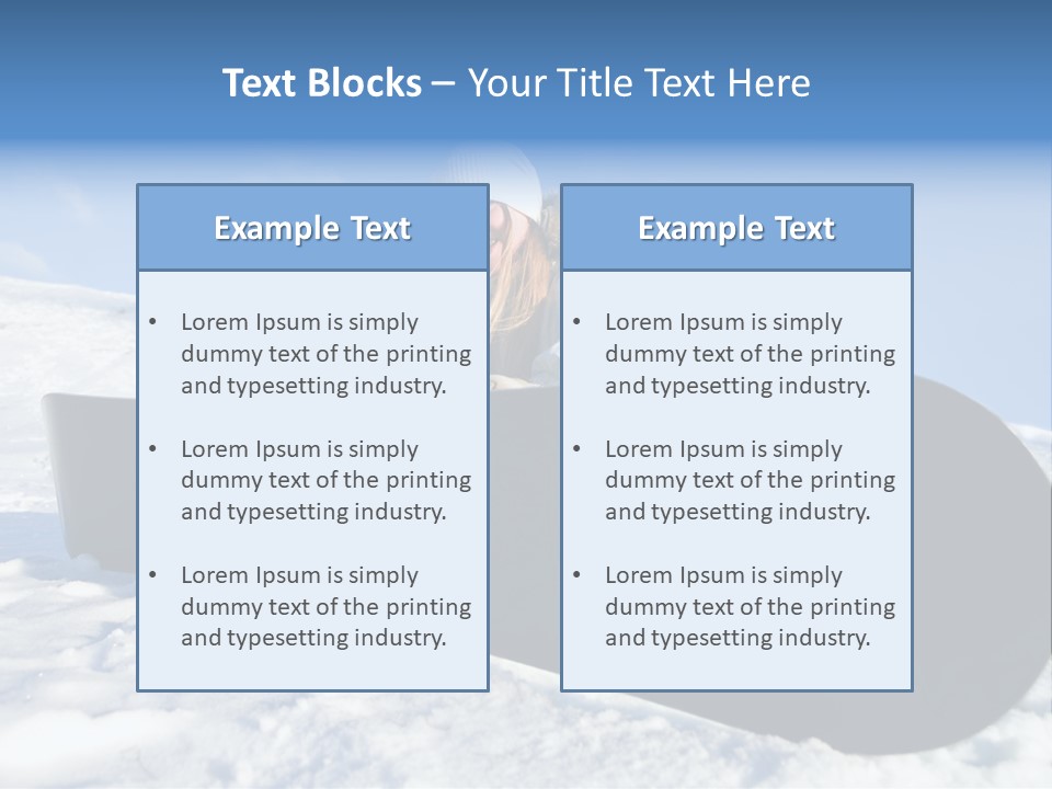 Girl With Snowboard Sit On Snow PowerPoint Template