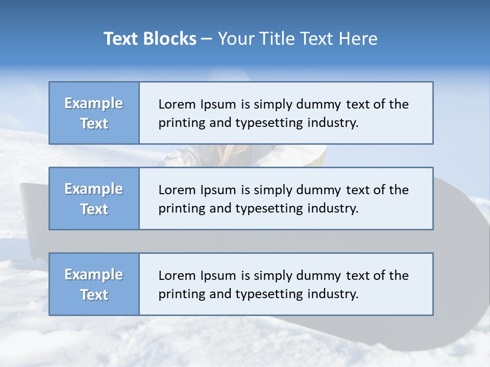 Girl With Snowboard Sit On Snow PowerPoint Template