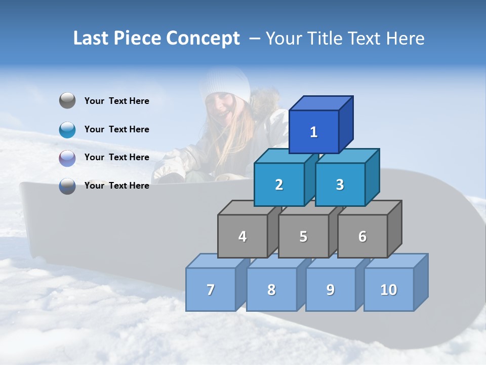 Girl With Snowboard Sit On Snow PowerPoint Template