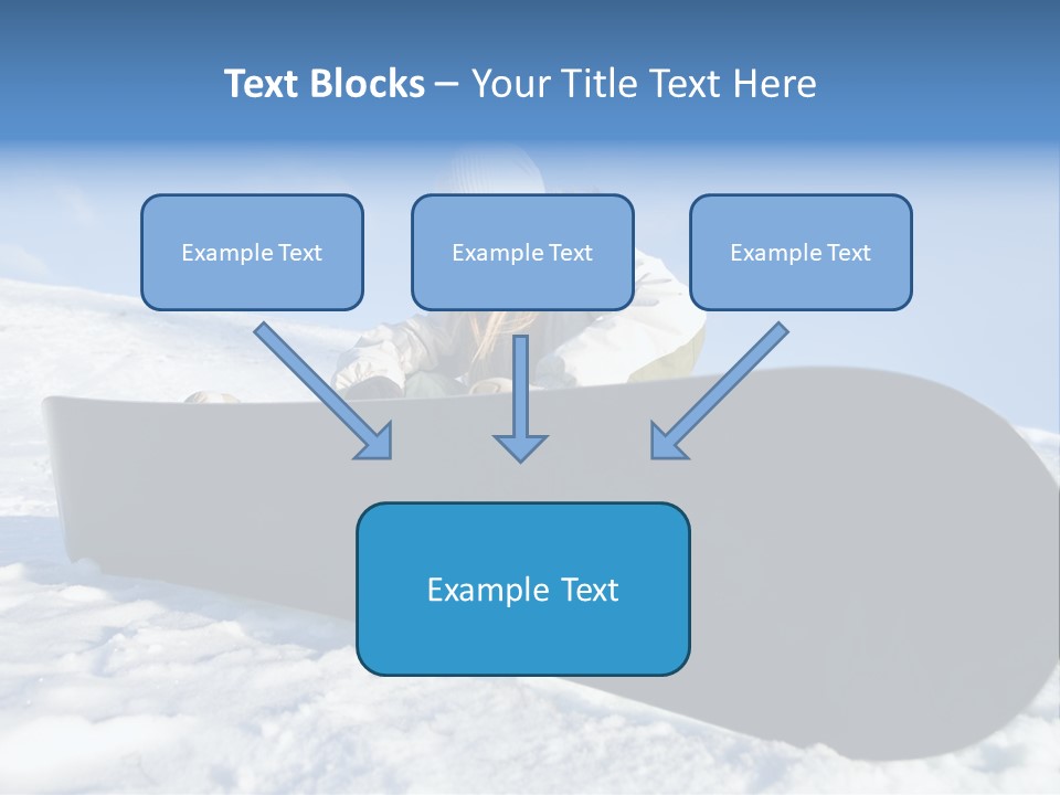 Girl With Snowboard Sit On Snow PowerPoint Template