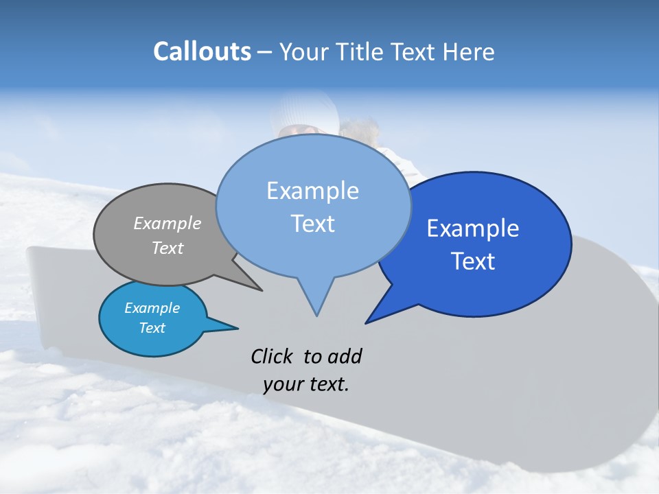 Girl With Snowboard Sit On Snow PowerPoint Template