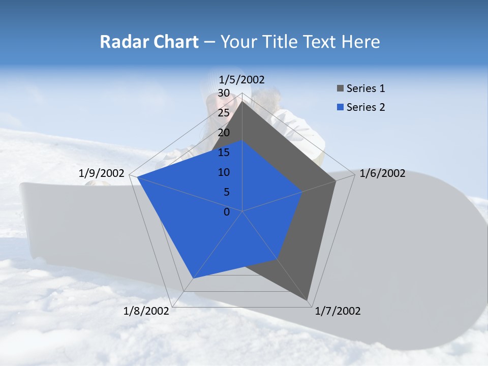 Girl With Snowboard Sit On Snow PowerPoint Template