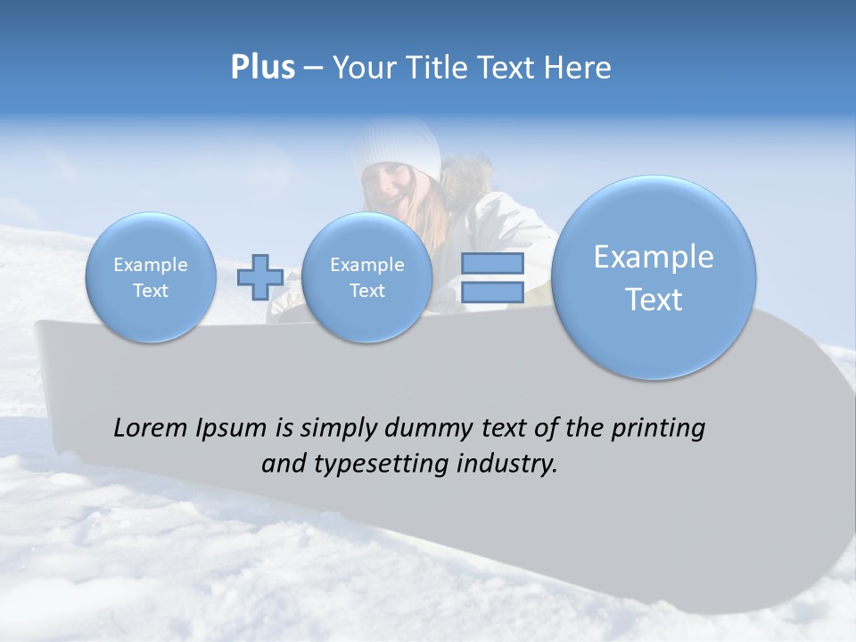 Girl With Snowboard Sit On Snow PowerPoint Template