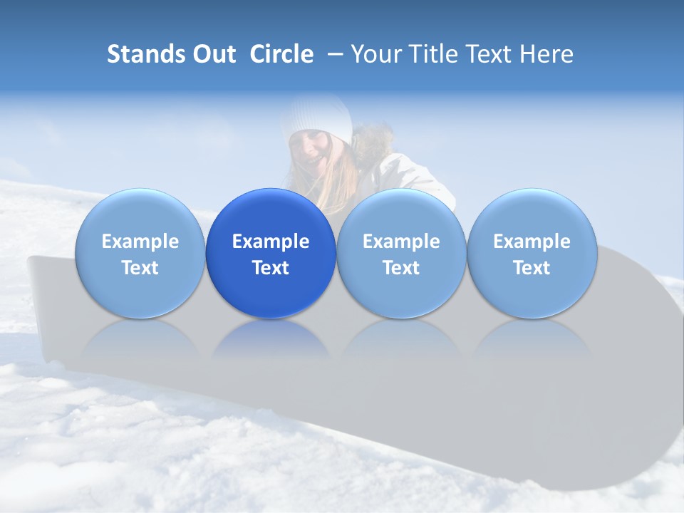 Girl With Snowboard Sit On Snow PowerPoint Template