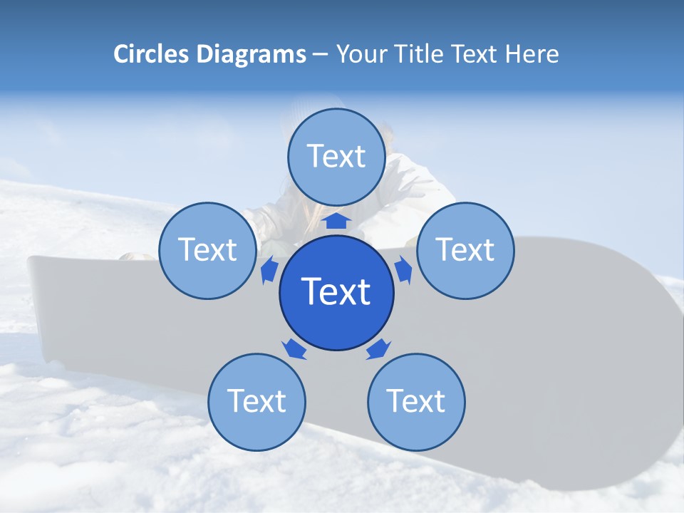 Girl With Snowboard Sit On Snow PowerPoint Template