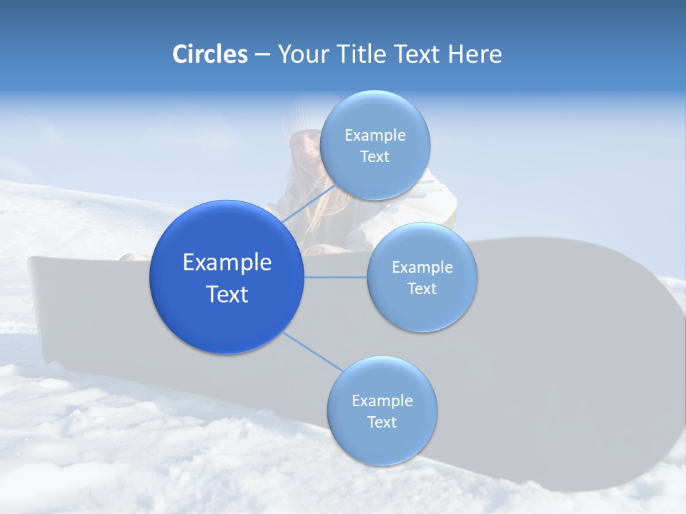 Girl With Snowboard Sit On Snow PowerPoint Template