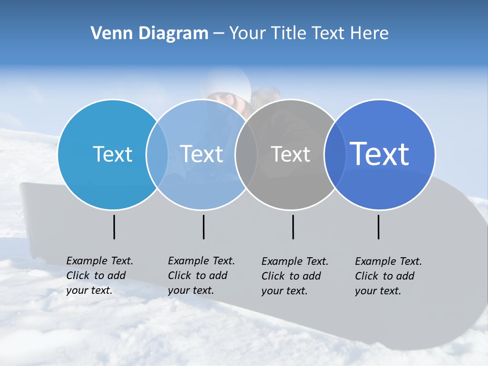 Girl With Snowboard Sit On Snow PowerPoint Template