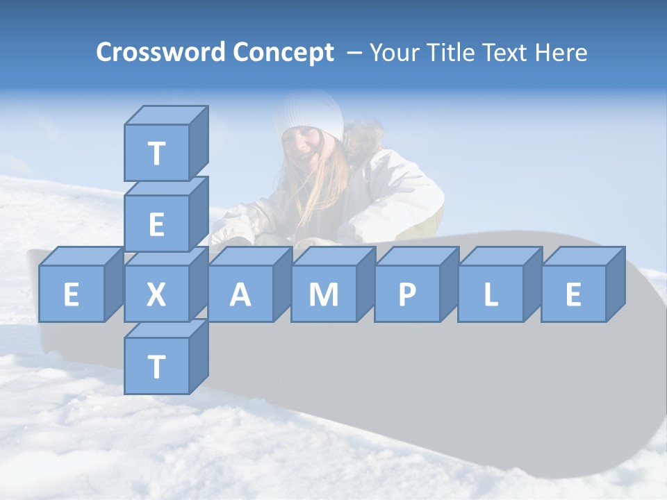 Girl With Snowboard Sit On Snow PowerPoint Template