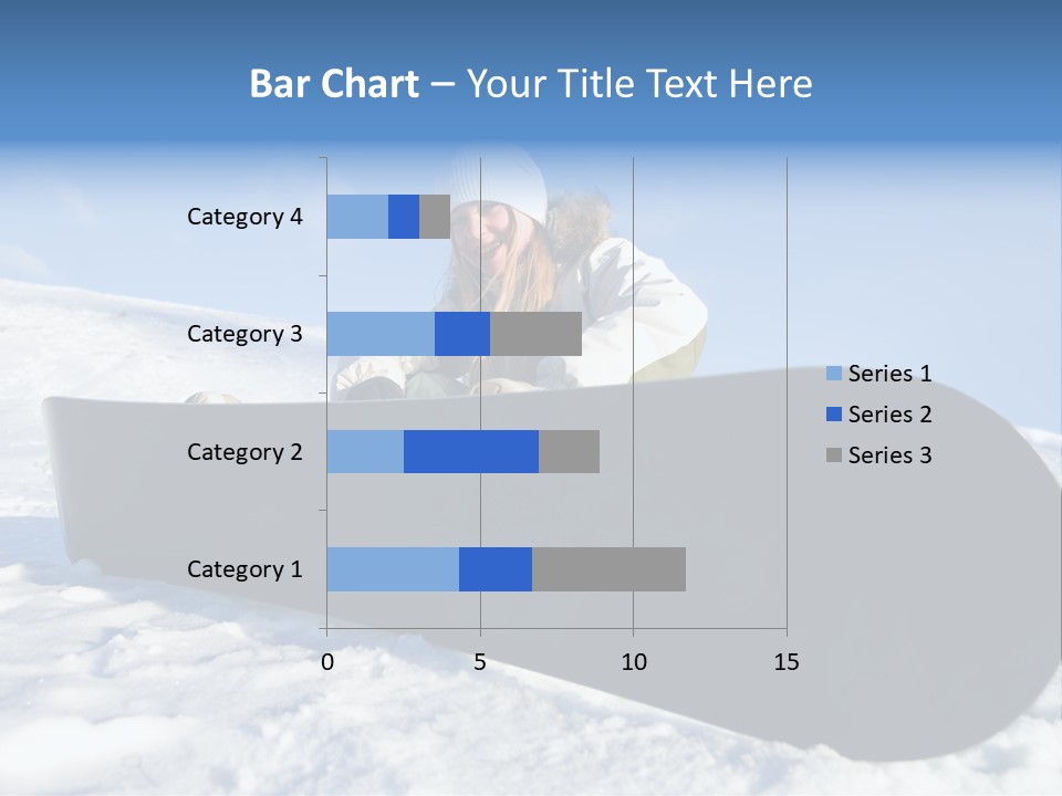 Girl With Snowboard Sit On Snow PowerPoint Template