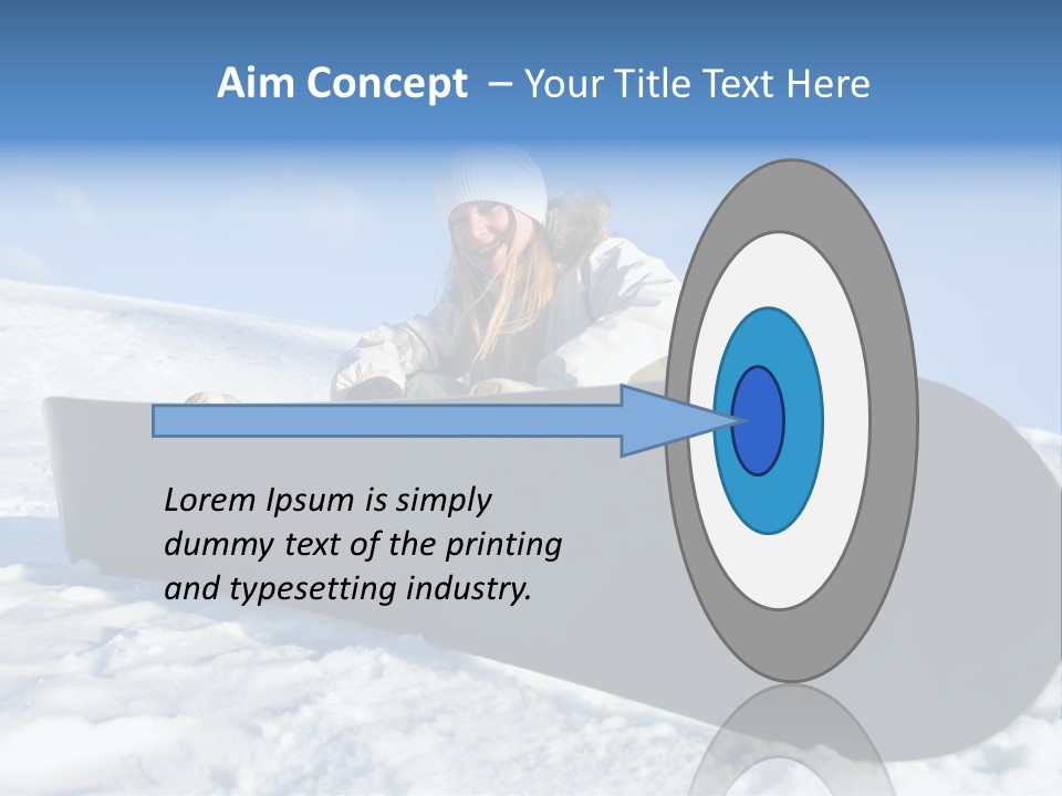 Girl With Snowboard Sit On Snow PowerPoint Template