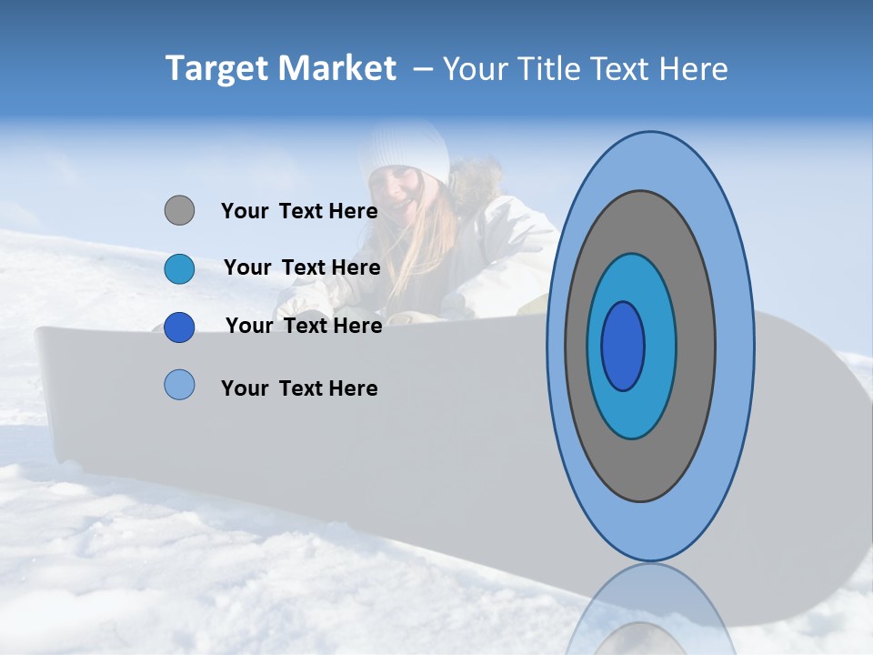 Girl With Snowboard Sit On Snow PowerPoint Template