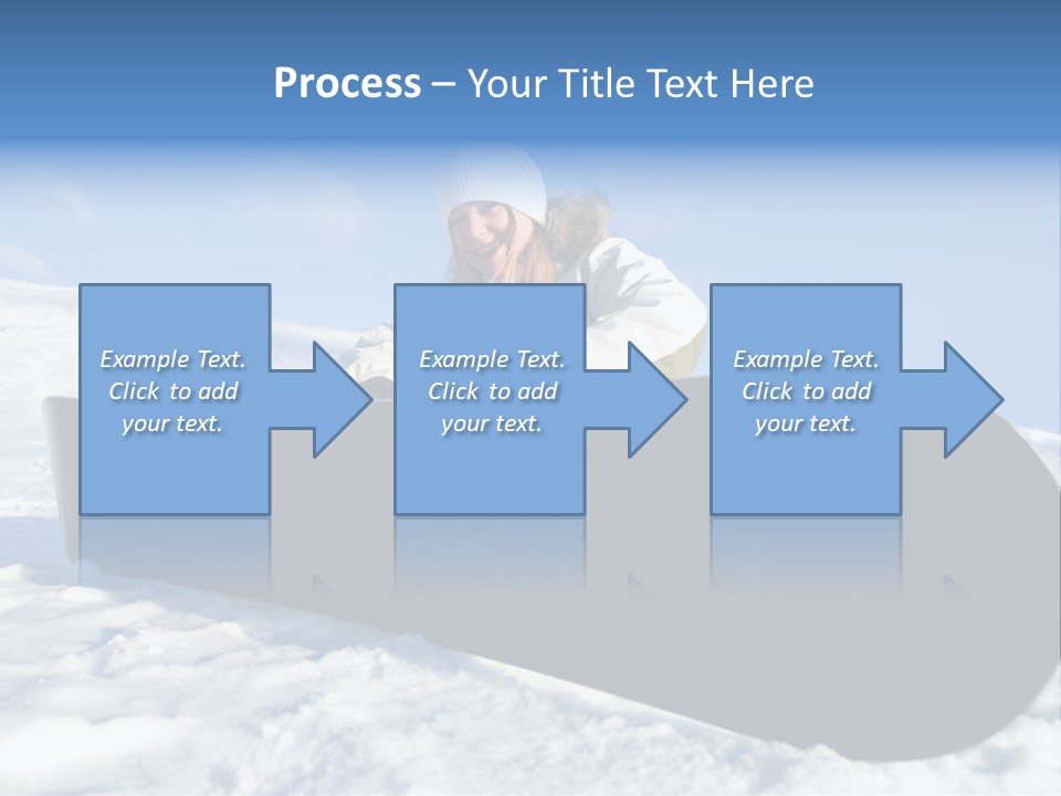 Girl With Snowboard Sit On Snow PowerPoint Template