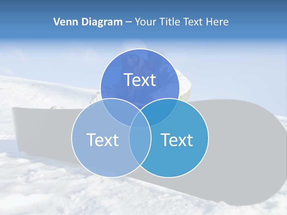 Girl With Snowboard Sit On Snow PowerPoint Template