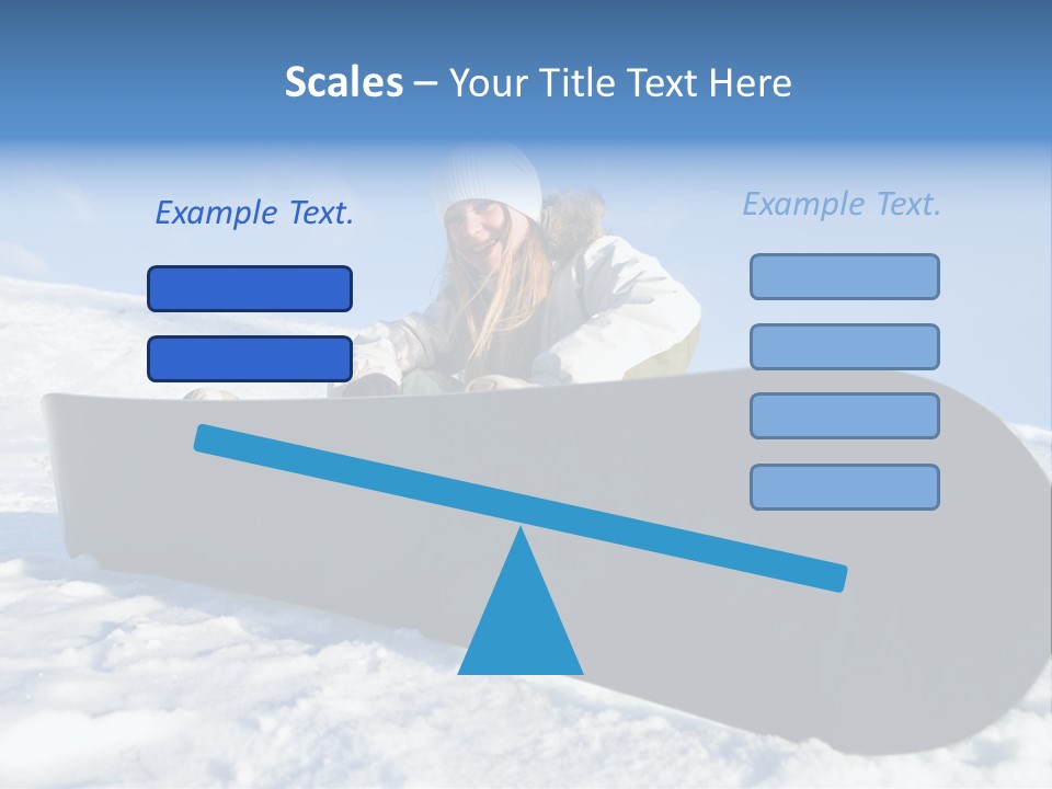Girl With Snowboard Sit On Snow PowerPoint Template