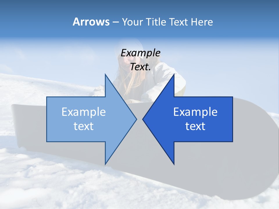 Girl With Snowboard Sit On Snow PowerPoint Template