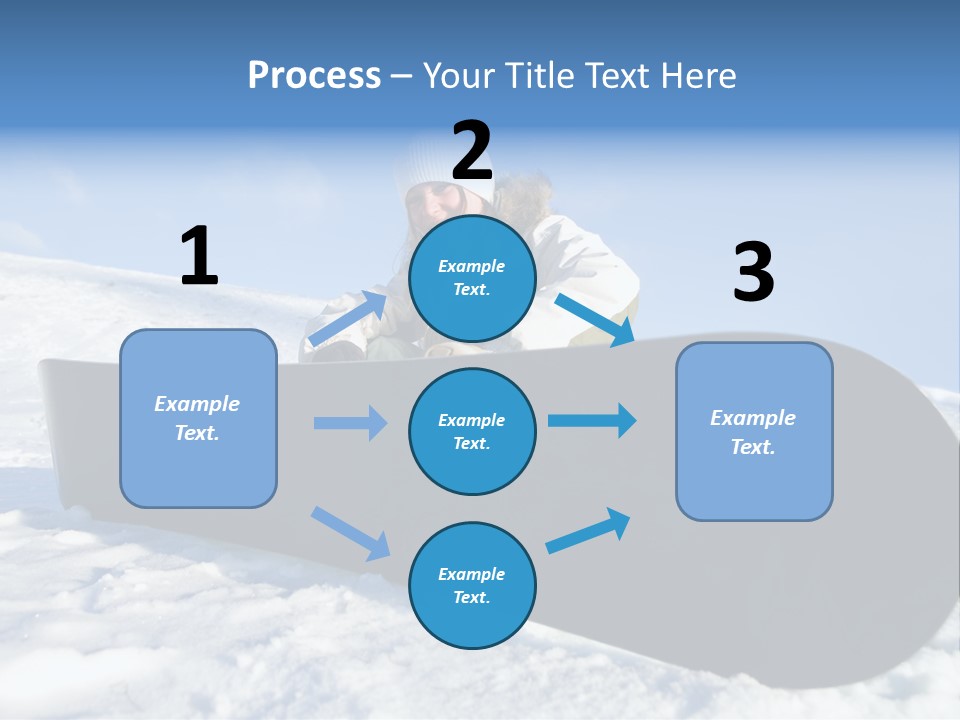 Girl With Snowboard Sit On Snow PowerPoint Template