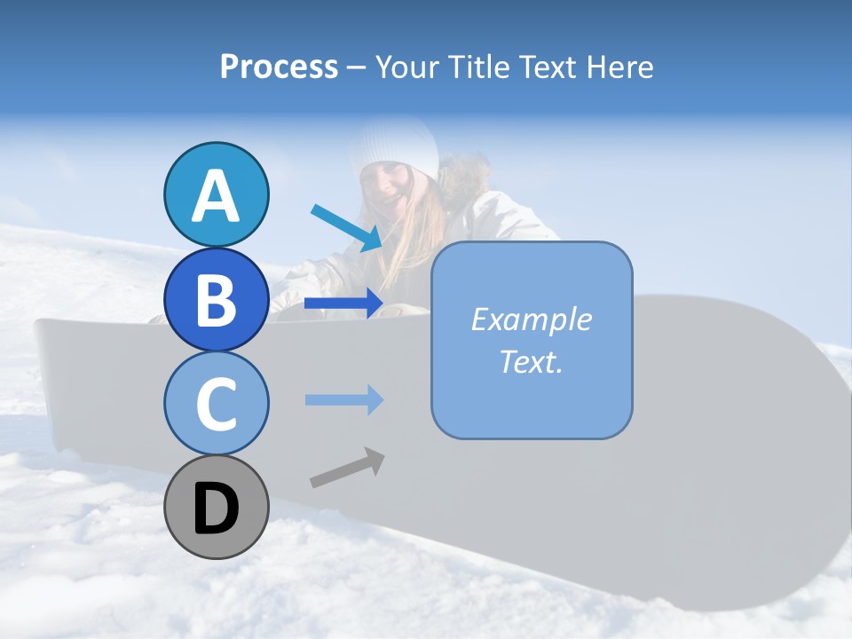 Girl With Snowboard Sit On Snow PowerPoint Template