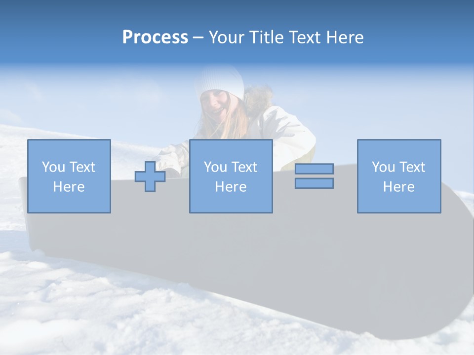 Girl With Snowboard Sit On Snow PowerPoint Template