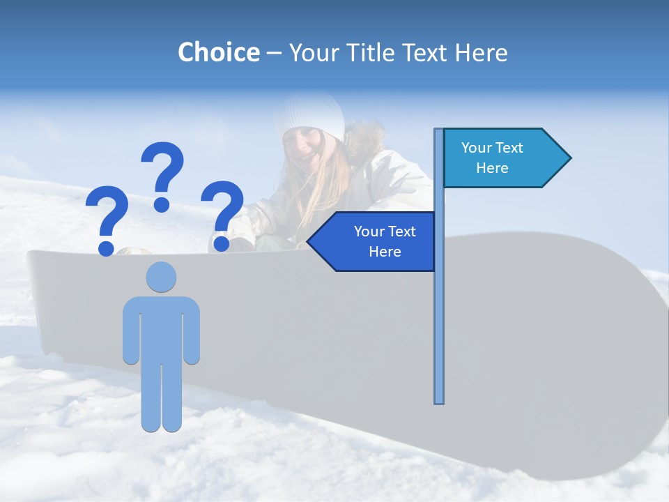 Girl With Snowboard Sit On Snow PowerPoint Template