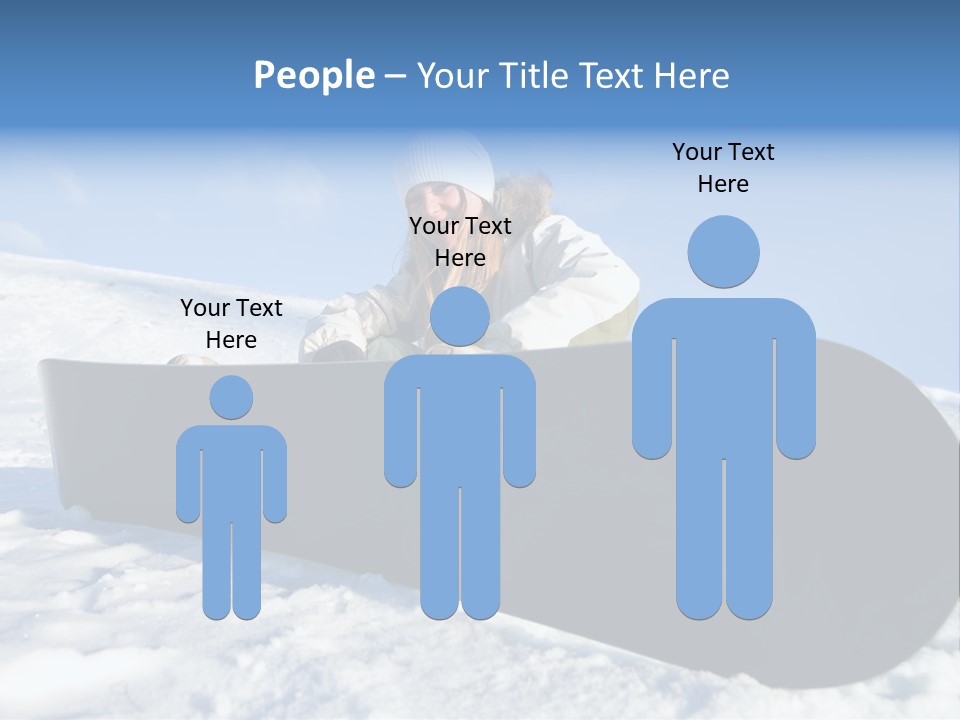 Girl With Snowboard Sit On Snow PowerPoint Template