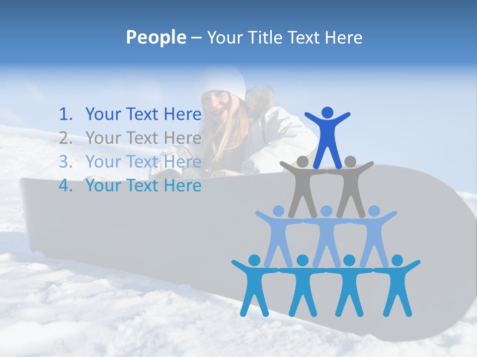 Girl With Snowboard Sit On Snow PowerPoint Template