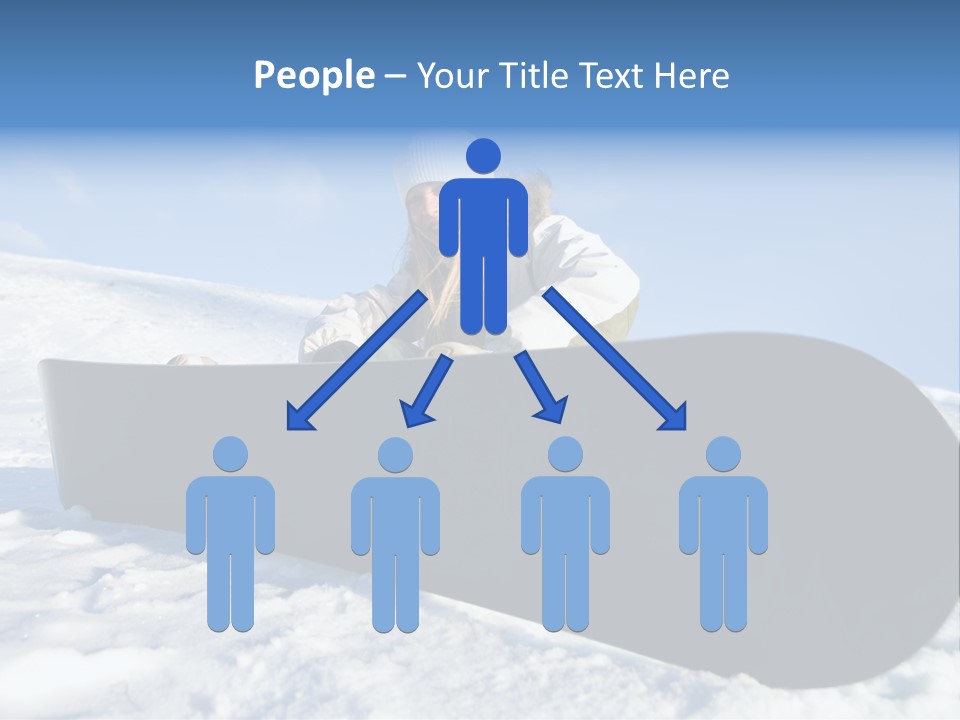 Girl With Snowboard Sit On Snow PowerPoint Template