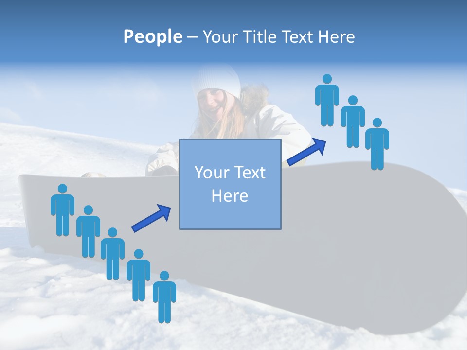 Girl With Snowboard Sit On Snow PowerPoint Template