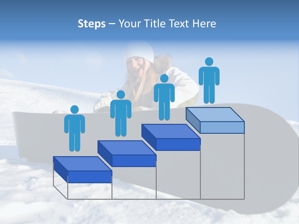 Girl With Snowboard Sit On Snow PowerPoint Template