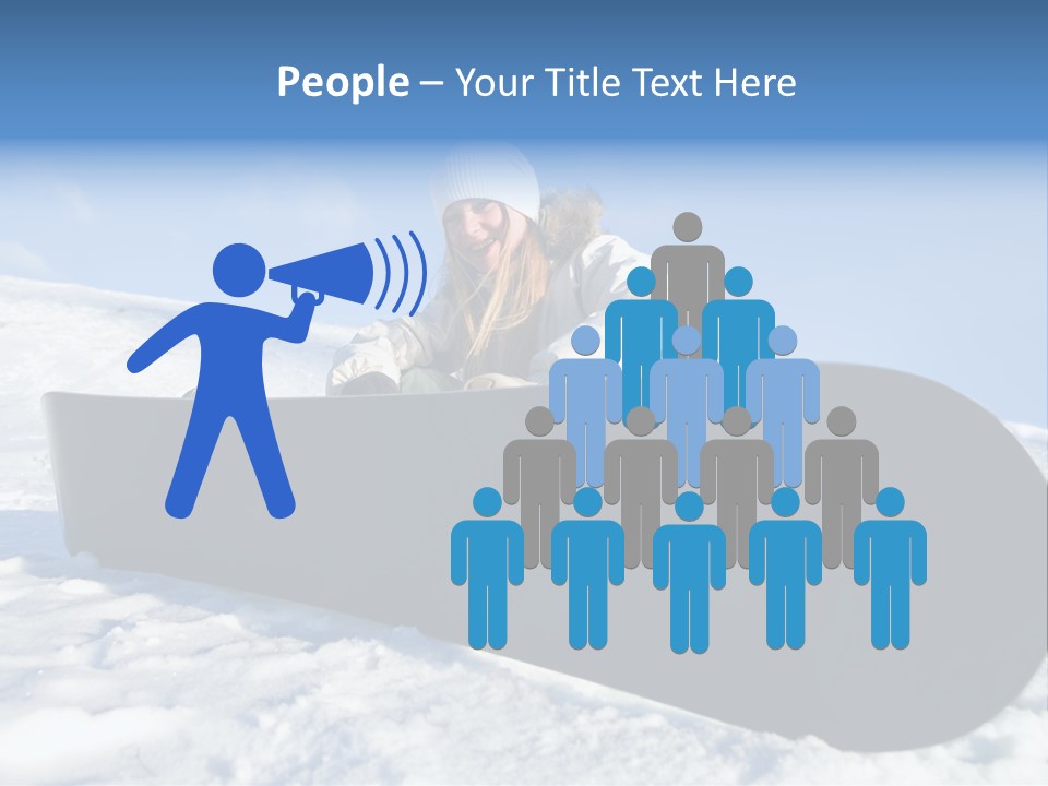 Girl With Snowboard Sit On Snow PowerPoint Template