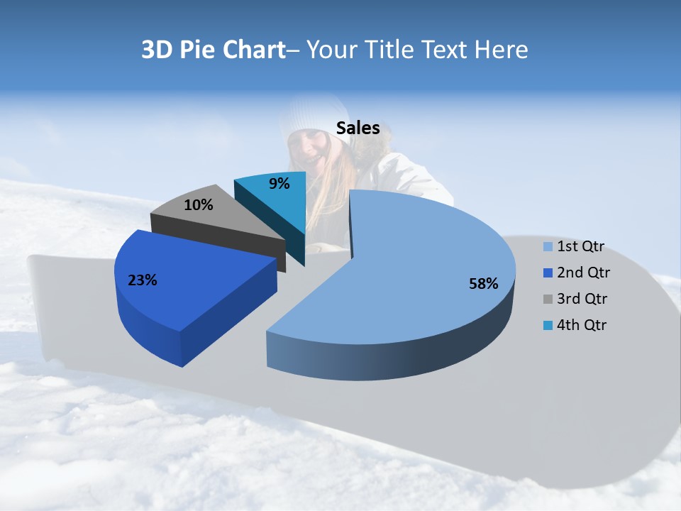 Girl With Snowboard Sit On Snow PowerPoint Template