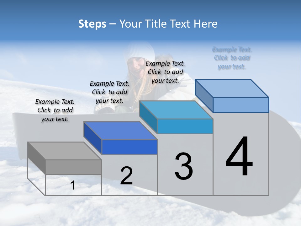 Girl With Snowboard Sit On Snow PowerPoint Template