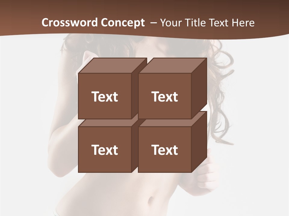 Smiling Busty Brunette In White Lingerie Islated On White PowerPoint Template