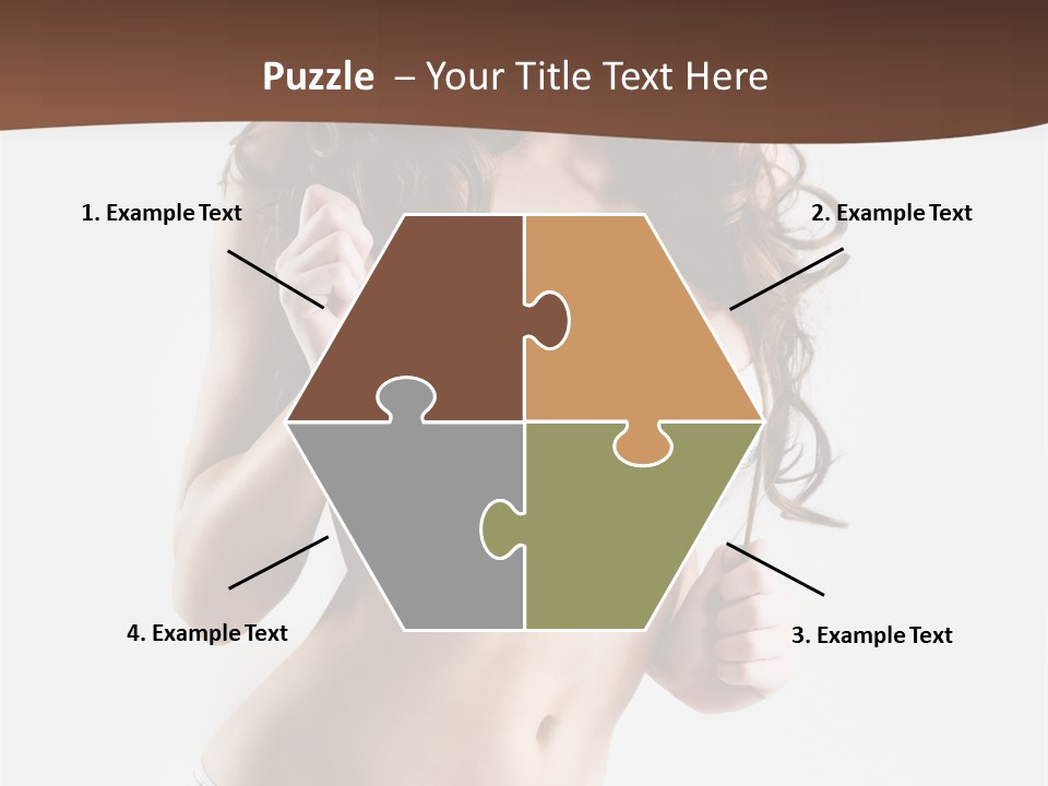 Smiling Busty Brunette In White Lingerie Islated On White PowerPoint Template