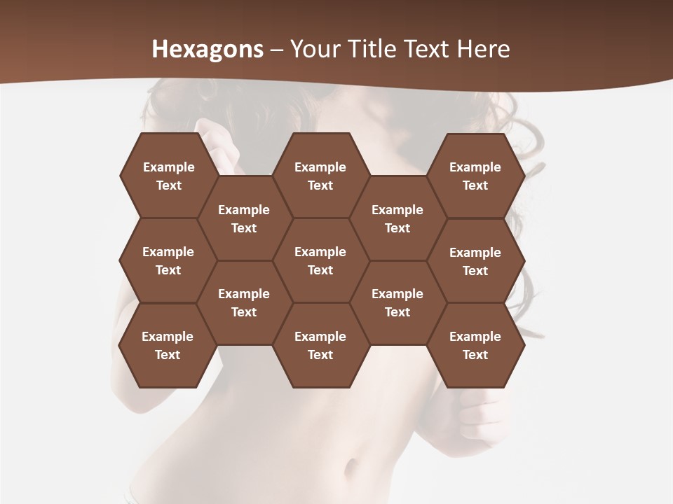 Smiling Busty Brunette In White Lingerie Islated On White PowerPoint Template