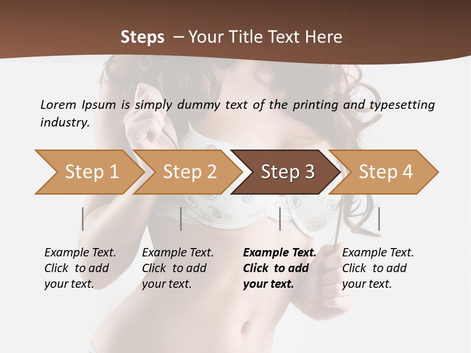 Smiling Busty Brunette In White Lingerie Islated On White PowerPoint Template