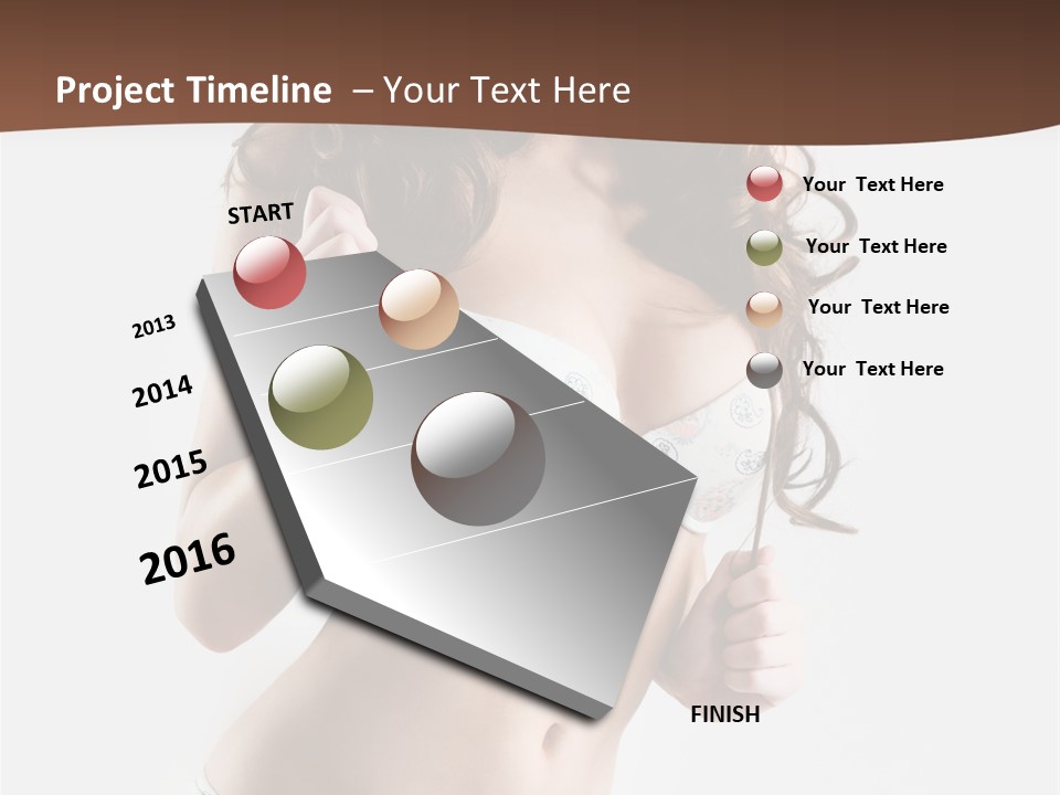 Smiling Busty Brunette In White Lingerie Islated On White PowerPoint Template