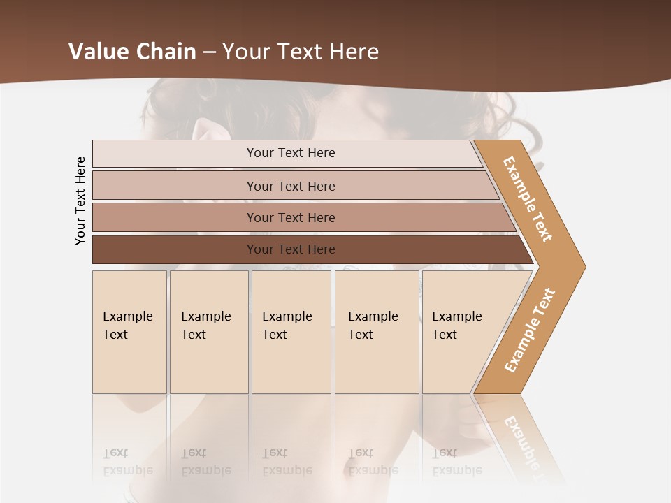 Smiling Busty Brunette In White Lingerie Islated On White PowerPoint Template