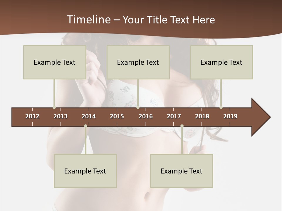 Smiling Busty Brunette In White Lingerie Islated On White PowerPoint Template