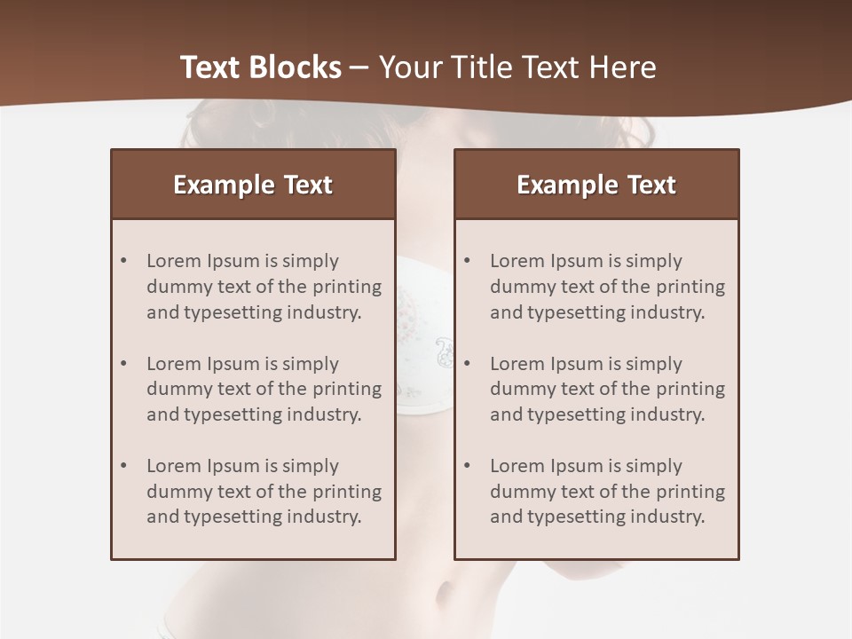 Smiling Busty Brunette In White Lingerie Islated On White PowerPoint Template