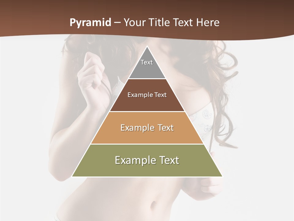 Smiling Busty Brunette In White Lingerie Islated On White PowerPoint Template