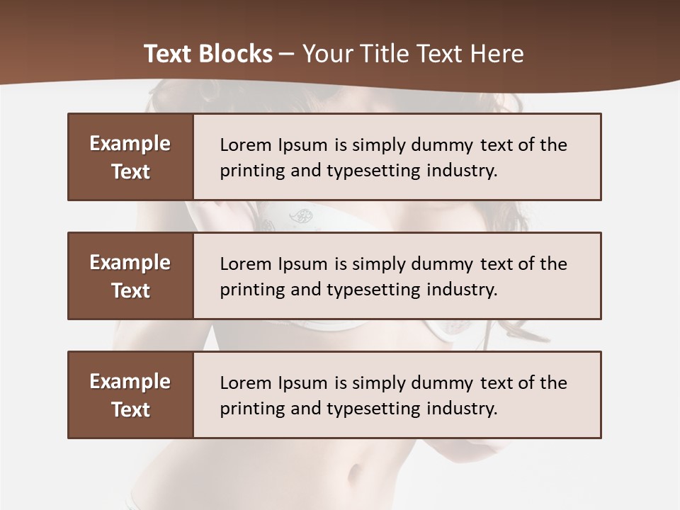 Smiling Busty Brunette In White Lingerie Islated On White PowerPoint Template