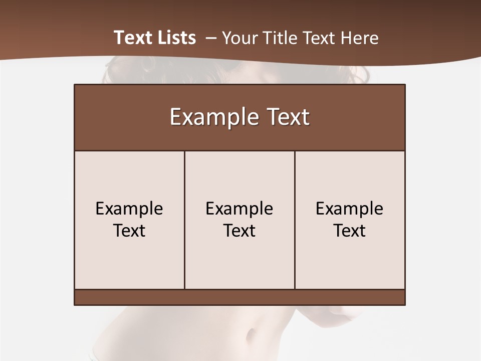 Smiling Busty Brunette In White Lingerie Islated On White PowerPoint Template