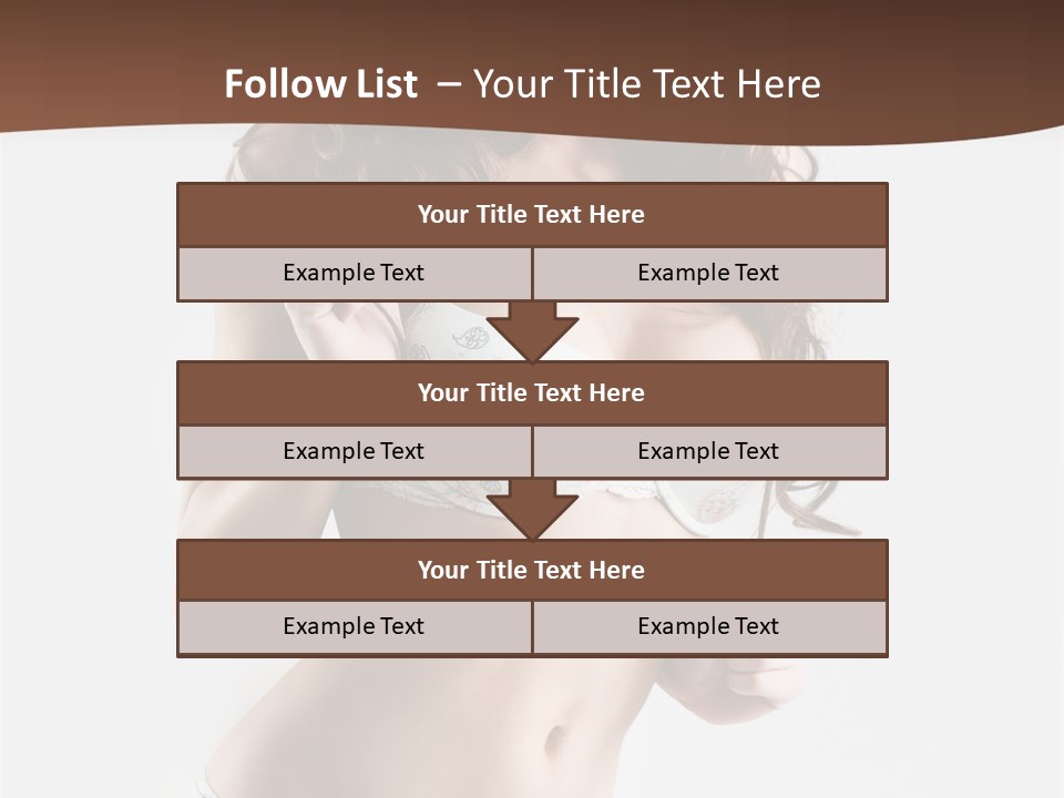 Smiling Busty Brunette In White Lingerie Islated On White PowerPoint Template