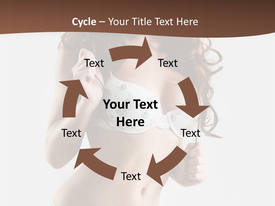 Smiling Busty Brunette In White Lingerie Islated On White PowerPoint Template